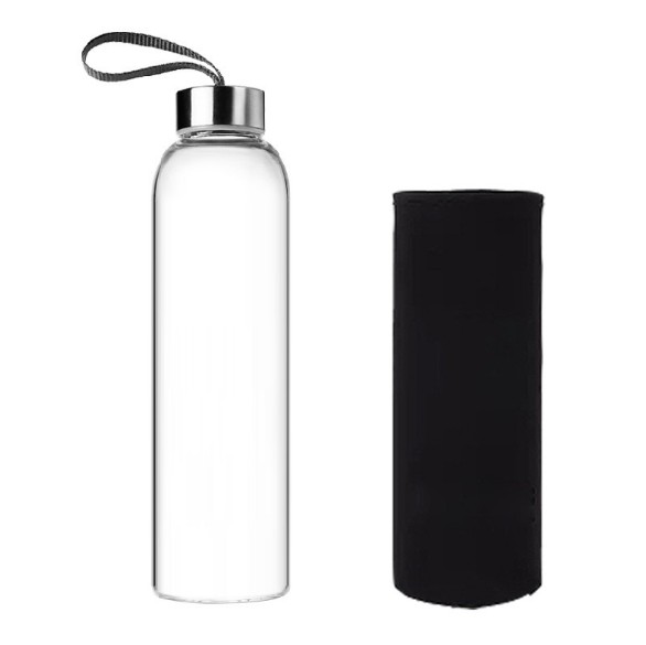 Popular Custom Borosilicate Glass Water Bottle With Sleeve Water Drinking Bottle