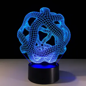 Geometrische 7 Farben Wechsel licht 3D Visual LED Nachtlicht USB Neuheit Tisch lampe als Home Decor Nachttisch lampe für Kinder & s Geschenk