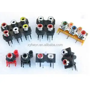 6Pin Rca Socket Plug Pcb Panel Mount Pure Copper/Gold Plating Terminal Female/male 2 4 6 Way Electronics Red Jack Rca Connector