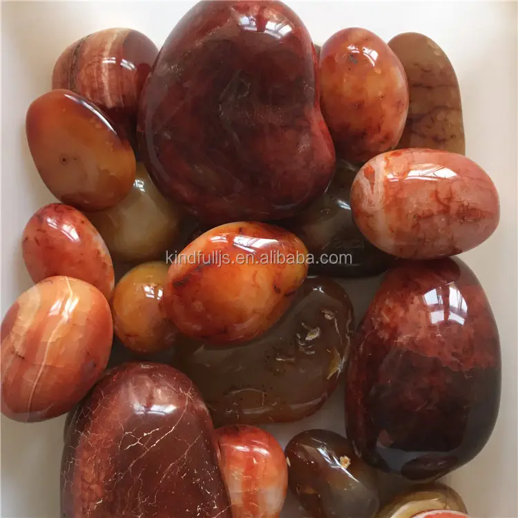 Natural Carnelian Red Agate Quartz Crystal Polished Palm Stone