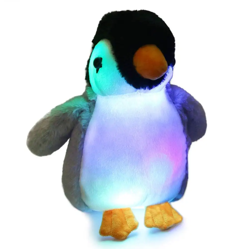 Peluche de pingüino LED de 11 pulgadas, juguete de Animal de peluche, luz nocturna brillante, personalizado