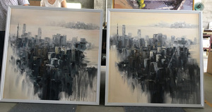 Toile d'art en gros pour hôtels, paysage urbain, art mural <span class=keywords><strong>abstrait</strong></span>, <span class=keywords><strong>peinture</strong></span> à l'huile moderne sur toile de bâtiment - Product Image 2