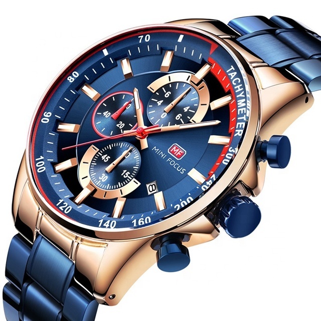 Luxury Brand Mini Focus 0218G Mens Quartz Chronograph Wrist Watch