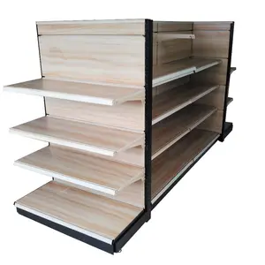 Populares de buena calidad de Metal o madera góndola supermercado estantes de exhibición con señalización accesorios disponibles