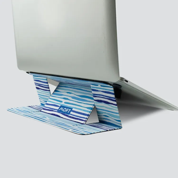 Suporte invisível para laptop, suporte fino para macbook ou laptop em camadas aqua série geométrica com superfície de tecido