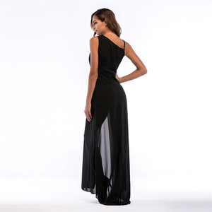 Élégant De Courroie De Gaine Profonde V Cravate Côté Mousseline de Soie Sexy Fente Longue Robe Pour Les Femmes Dames Vêtements - Product Image 6