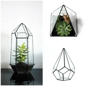 热销批发室内植物玻璃玻璃容器透明玻璃几何悬挂玻璃容器-植物持有人装饰装饰品