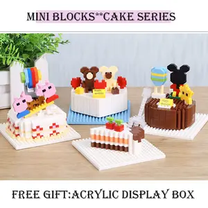 I più venduti mini torta di mattoni in plastica set building block giocattoli fai da te con vetrina