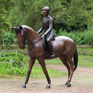YOUFINE Escultura de Bronce Fundido a Tamaño Real de Jinete y Caballo, Arte Ecuestre Dinámico para Parques y Hipódromos - Product Image 4