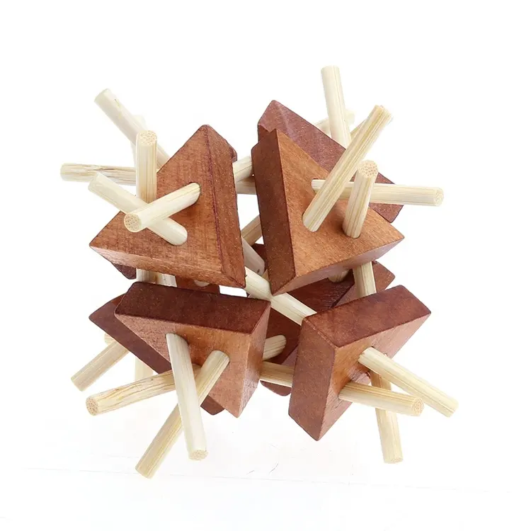 ヴィンテージ木製ルバンロックパズルおもちゃ頭の体操枕穴マッチング初期教育ロックロック解除パズルおもちゃ