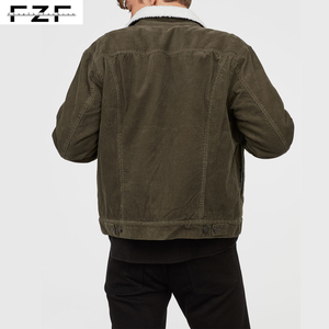 Fleece <strong>Lined</strong> Mens Winter Custom Corduroy <strong>Jacket</strong> With Raccoon <strong>Fur</strong> Collar - Product Image 3