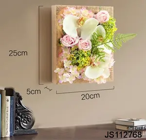 Muur art bloem houten frame decoratieve opknoping plastic kunstbloemen