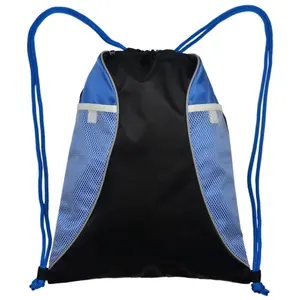 Adult Denim Drawstring Bag decorated with Dupion Silk strips | adult drawstring backpack