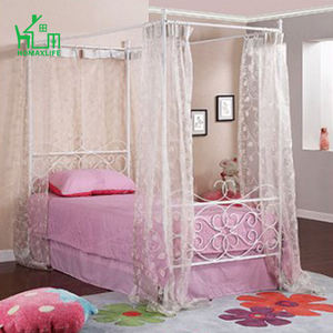 Elegante rondingen en regal details luifel smeedijzeren prinses bed met vier luifel berichten hebben ronde eindstukken op top - Product Image 2