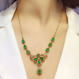 Egitto da sposa di cerimonia nuziale dei monili della pietra preziosa 18k oro Del Sud Africa diamante 5.1ct naturale vivido verde smeraldo del pendente della collana - Product Image 4