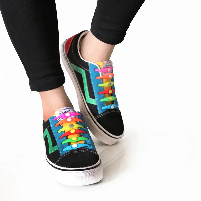 실리콘 신발 운동화 고무 넥타이 다채로운 신발 끈 휴일