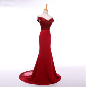 Распродажа, красное Элегантное свадебное платье с открытыми плечами для женщин, сексуальное вечернее платье для части - Product Image 2