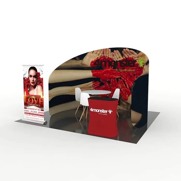 Portable Tension Fabric Display Stand 3x3 Shell Scheme Trade Show Booth For Exhibition