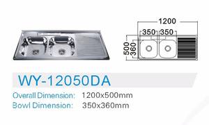De Cocina Doble Double Bol Sus 316 Évier de Cuisine Évier de Cuisine Modernité Fregadero Acier Inoxydable Contemporain avec Plateau 5 Ans - Product Image 3
