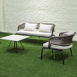Conjunto moderno de sofás de exterior en forma de L, muebles de jardín con cuerda, diseño elegante y contemporáneo - Product Image 5