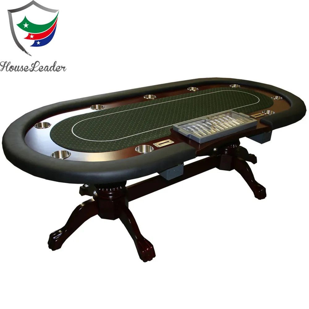 Profession elle 96 Zoll Luxus Casino Großhandel verwendet Holz ovale Esszimmer Top Drop Boxen Getränke halter Poker Tisch