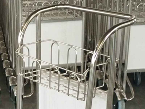 Chariot de supermarché en acier inoxydable, 4 roues, sans frein - Product Image 4