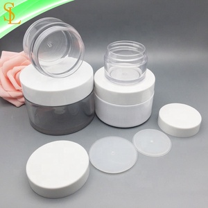 High Quality Thick Wall 30g 50g 100g 180g PET <strong>Plastic</strong> Cosmetic <strong>Jars</strong> with Thick Base, <strong>Fancy</strong> White ABS Lids - Product Image 4