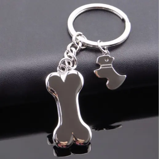 Porte-clés en forme d'os de chien, porte-clés en métal personnalisé