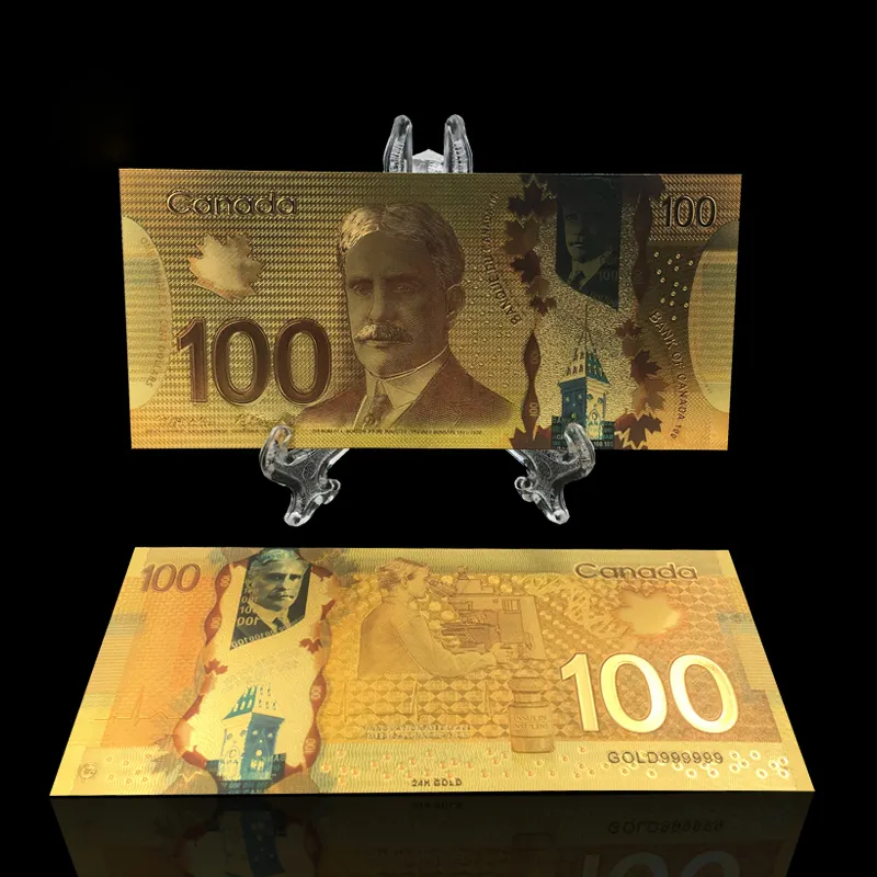 バンケドゥとロバートレアードボーデンカナダ100ドル金箔紙幣の銀行記念日ギフト