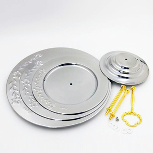 3 الطبقة حزب كعكة حامل حامل الفولاذ المقاوم للصدأ الزفاف الديكور 3 طبقات الذهب لوحة الشاحن - Product Image 4