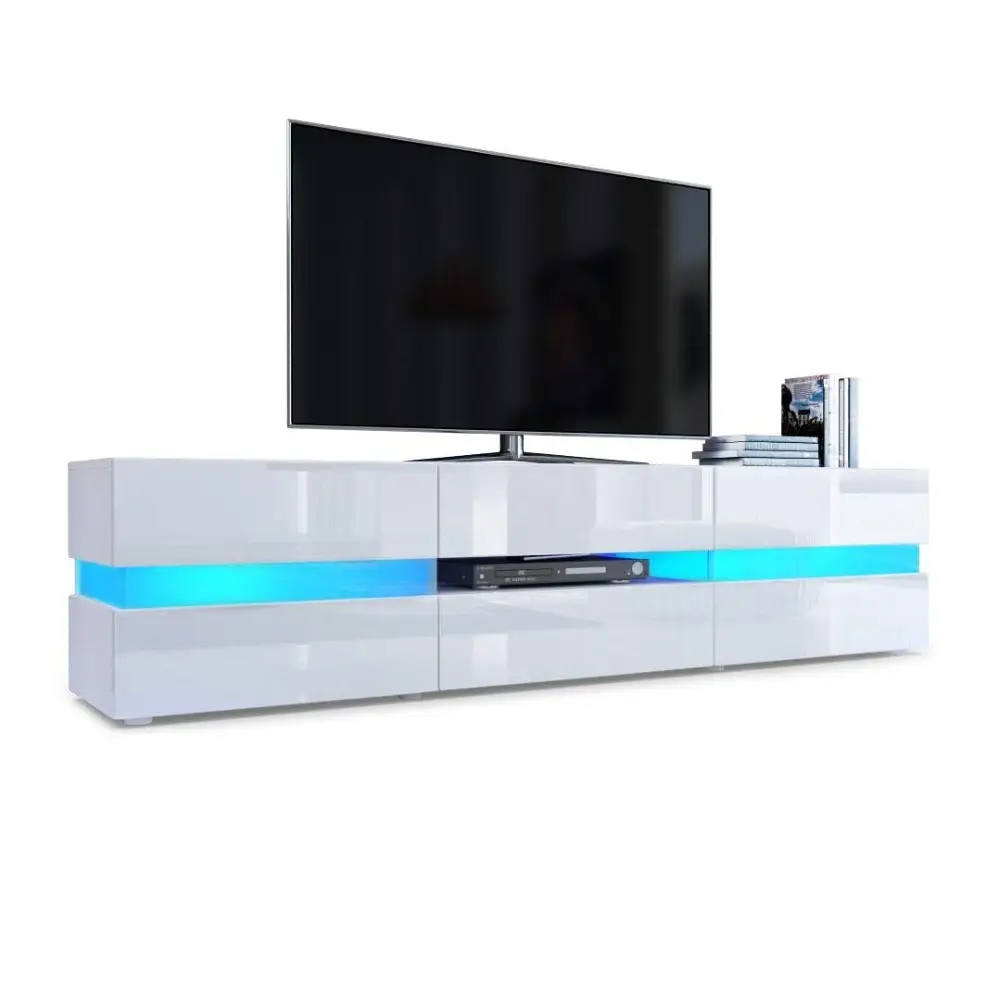 High Gloss TV Stand Con LED A Luce Bianca di Visualizzazione TV Mobile TV Moderna Unità per Mobili Per La Casa