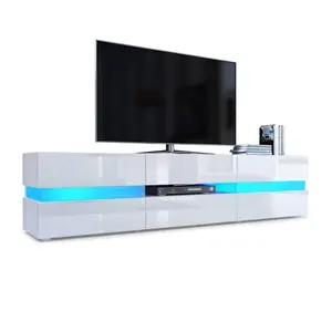High Glossขาแขวนทีวีทีวีสีขาวจอแสดงผลตู้Modern TV Unitsสำหรับเฟอร์นิเจอร์ภายในบ้าน