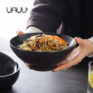 Tazones de Ramen Negros Vintage de FENN Japan, Tazones de Fideos Coreanos de Porcelana Personalizados, Tazones de Cerámica para Ensaladas para el Hogar y la Cocina - Product Image 4