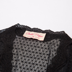 BP femmes Semi Transparent À Manches Longues Ouvert Avant <span class=keywords><strong>Noir</strong></span> Haussement D'épaules Boléro BP000534-1 - Product Image 4