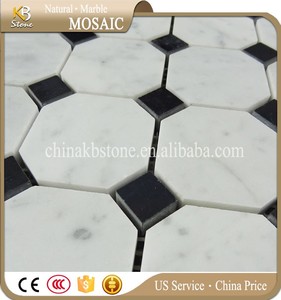 <span class=keywords><strong>Carrelage</strong></span> de mosaïque en marbre blanc, octogone de carsara, carreaux de salle de bains <span class=keywords><strong>et</strong></span> de sol à points noirs mélangés - Product Image 2