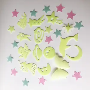 3D glow koyu yıldız ay melek bebek oyun müzik ev dekorasyon TV arka plan çıkartmaları duvar Sticker
