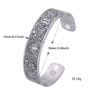 Pulsera de salud magnética para hombres y mujeres, amuleto Vintage nórdico Myth Yggdrasil, árbol de la vida, cuervos, pájaros - Product Image 2