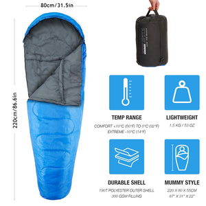 ผ้าฝ้ายกลวงเท้าน้ำหนักเบาแคมป์ปิ้งมัมมี่ถุงนอน - Product Image 5