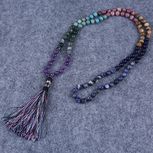 Collar de cuentas de piedra de 108 cuentas, collar de oración budista tibetano Mala - Product Image 4