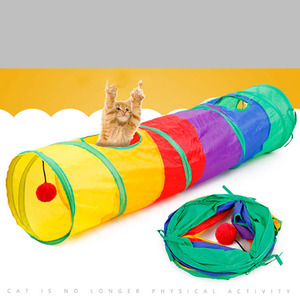 Productos para mascotas, gran oferta, juguetes interactivos para gatos, túnel inteligente plegable para gatos, túnel plegable colorido Arco Iris para gatos, juguetes al por mayor - Product Image 2