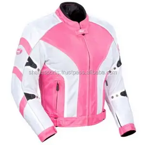 PinkとWhite Ladies Cordura Jacket/ Ladies Motorbike Cordura Jacket/Women Biker Jacket