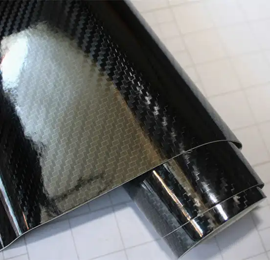 Vinilo TJ, 5D fibra de carbono negro de alto brillo decoración interior del coche pegatina de envoltura de vinilo con drenaje de aire 1,52*20m.