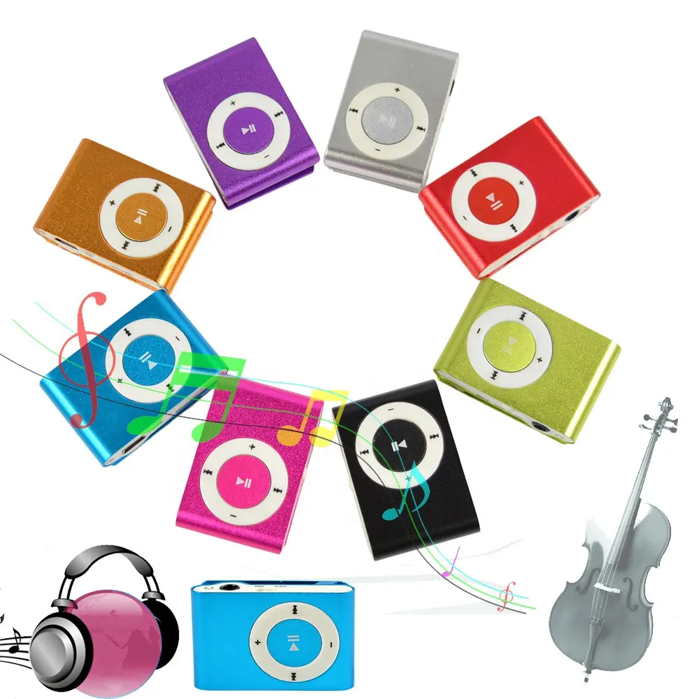 Mini lecteur Mp3 Portable à pince, musique, de sport, avec casque et câble de chargement, support de carte mémoire, TF, de haute qualité, 2 pièces