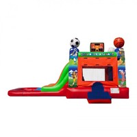 Jeux de basket-ball Wet n Dry Slide et Sports Combo Gonflable Bouncer Combo Coloré pour Commercial