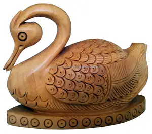 Pato de Madera Tallada de Alta Calidad, Artesanía Popular en Madera Maciza, Modelo de Regalo Empresarial, Estilo de Grabado, Estilo de Arte Animal, Decoración de Mesa - Product Image 1
