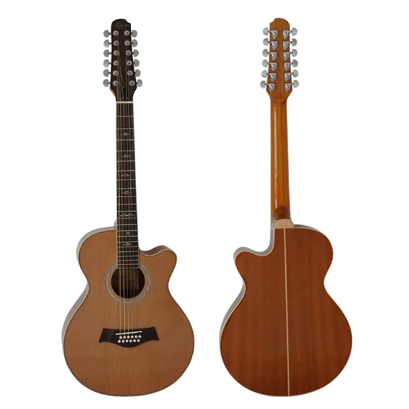 Guitarra acústica personalizada aiersi marca 12, instrumentos de cordas dobráveis para venda