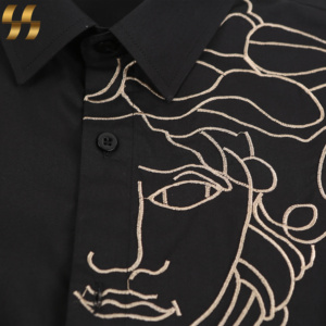 <span class=keywords><strong>Chemise</strong></span> à motifs brodés pour <span class=keywords><strong>homme</strong></span>, vêtements à la mode, coupe slim, personnalisé, design fantaisie, vente en gros, - Product Image 5