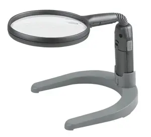 Double lentille pliable main libre support de table loupe éclairante