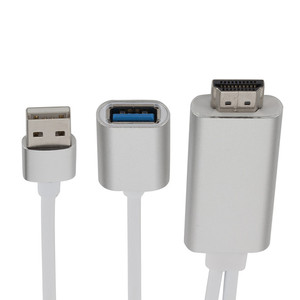 สายอะแดปเตอร์ HDMI,สายแปลง HDMI สำหรับ <span class=keywords><strong>iPhone</strong></span> 7 <span class=keywords><strong>6S</strong></span> Plus iPad IPod Android Type C โทรศัพท์มือถือ USB เป็น HDMI 1080P อะแดปเตอร์สาย AV