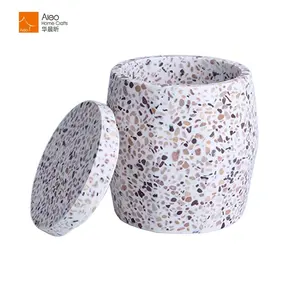 Make-up Organizer Bad Lagerung Baumwolle Knospen Dispenser Baumwolle Tupfer Terrazzo Halter Baumwolle Container Kerzen Glas